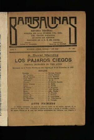 Los pájaros ciegos : comedia dramática en tres actos