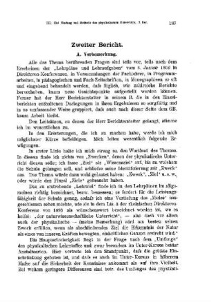 Ziel, Umfang und Methode des physikalischen Unterrichts : [Zweiter Bericht]