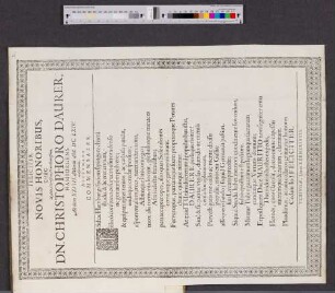 Feliciter. Novis Honoribus, Viro Nobili, Clarissimo, Praecellentissimo, ...