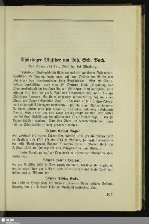 Thüringer Musiker um Joh. Seb. Bach