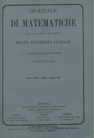 Volume XXVII. - Luglio e Agosto 1889.