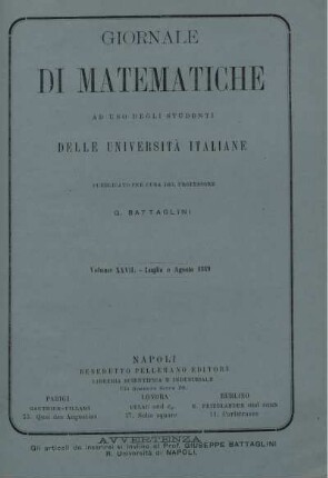 Volume XXVII. - Luglio e Agosto 1889.