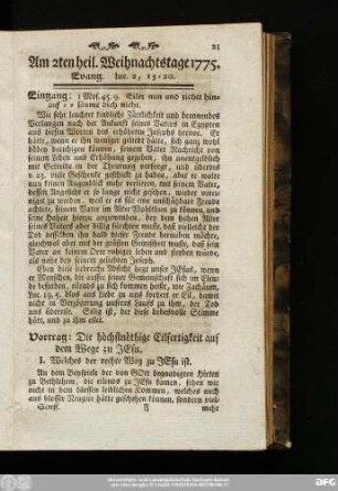Am 2ten heil. Weihnachtstage 1775. Evang. Luc. 2, 15 - 20.