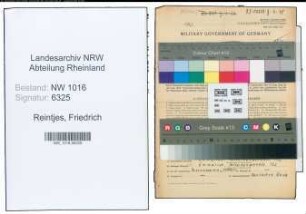 Entnazifizierung Friedrich Reintjes , geb. 01.09.1888 (Landwirt)