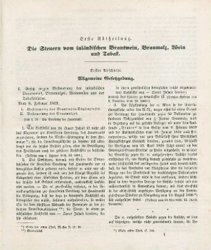 Erste Abtheilung. Die Steuern vom inländischen Brantwein, Braumalz, Wein und Tabak