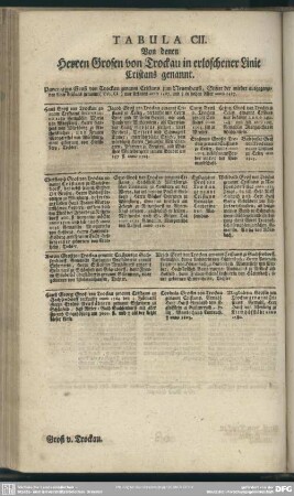 Tabula CII. Von denen Herren Grosen von Trockau in erloschener Linie Cristans genannt