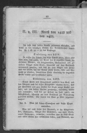 II. u. III. Receß von 1458 und von 1483.