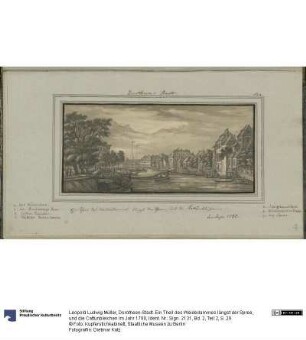 Dorotheen-Stadt. Ein Theil des Weidedammes längst der Spree, und die Cattunbleichen im Jahr 1780