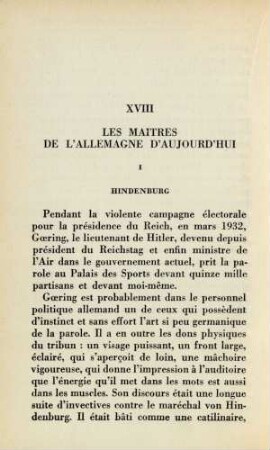 XVIII Les maitres de l' allemagne d' aujourd'hui