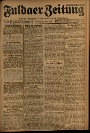 Erste Ausgabe vom Freitag, den 27. Juni 1924.