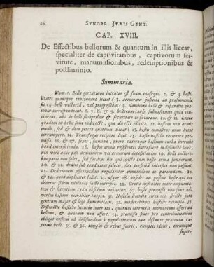 Cap. XVIII. De Effectibus bellorum & quantum in illis liceat, specialiter de captivitatibus [...]