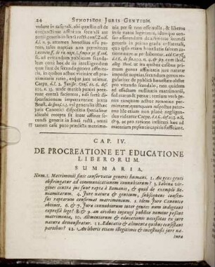 Cap. IV. De Procreatione Et Educatione Liberorum.
