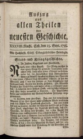 XXXVIII. Nachl. Cob. den 23. Sept. 1758.