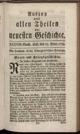 XXXVIII. Nachl. Cob. den 23. Sept. 1758.
