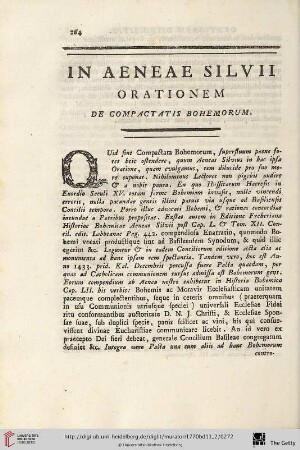 In Aeneae Silvii orationem de Compactiatis bohemorum