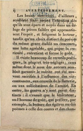 Petite encyclopédie poétique : ou choix de poésies dans tous les genres. 1. Poèmes sérieux. - 1804. - 301 S.