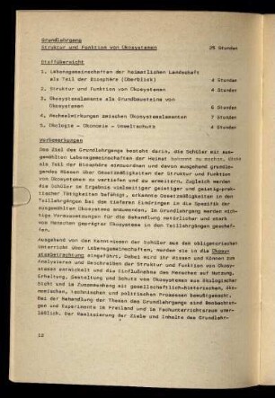 Grundlehrgang Struktur und Funktion von Ökosystemen