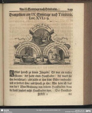 Evangelium am IX. Sonntage nach Trinitatis, Luc. XVI. 1 - 9.