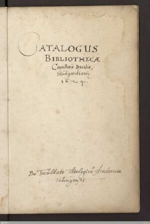Katalog der Bibliothek des Konsistoriums - Cod.hist.fol.1074