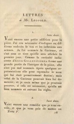 273-297, Lettres à Mr. Leopold