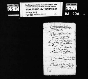 Kloster Bronnbachs Zins- und Gültabrechnung zu Uissigheim, geschehen den 15. Dezember anno 1647