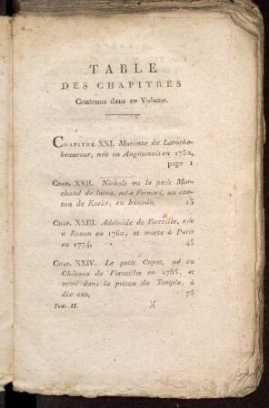 Table Des Chapitres Contenus dans ce Volume.