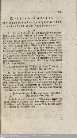 Drittes Kapitel. Beschreibung der zum Feldmessen erforderlichen Instrumente