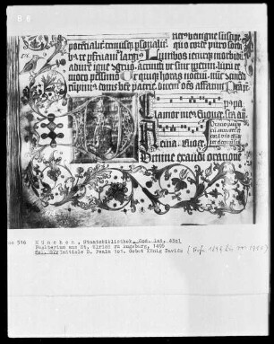 Psalterium aus Sankt Ulrich in Augsburg — Initiale D, darin Gebet König Davids, Folio 87verso