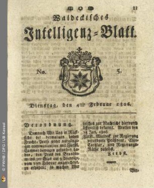 No. 5. Dienstag, den 4ten Februar 1806