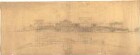 Thiersch, August ; Alexandria (Ägypten); Serapeum von Alexandria - Ptolomäischer Umbau mit Ostfront (Grundriss, Ansichten, Schnitt)