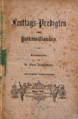 Festtags-Predigten eines Volksmissionärs
