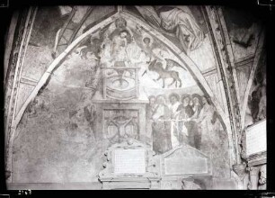 Kilianskirche; Wandbild im Chor vor und nach der Restaurierung