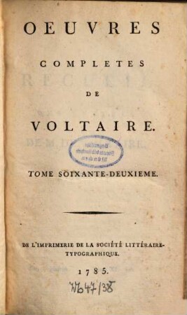 Oeuvres complètes, 62