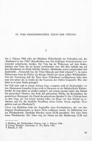 IV. Vom Hemdenwechsel nach der Tötung