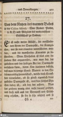 Von den Nutzen des warmen Bades in der Colica biliosa