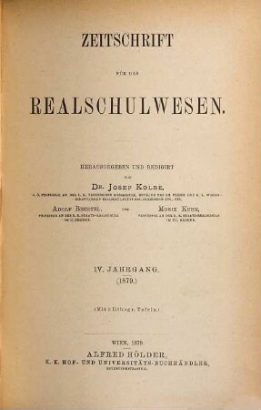 Zeitschrift für das Realschulwesen. 4, 4. 1879