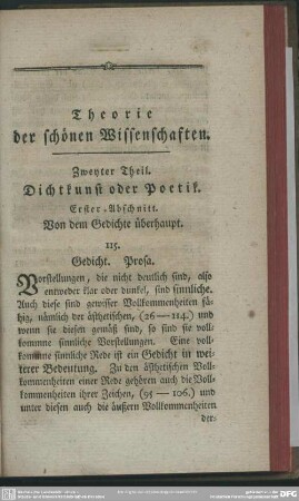 Zweyter Theil. Dichtkunst oder Poetik