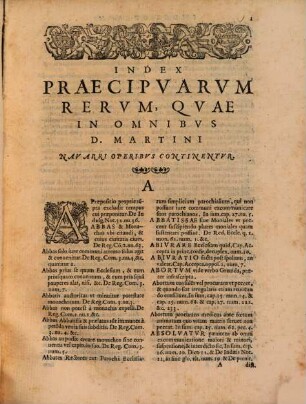 Index copiosus praecipuarum rerum quae omnibus Doct. M. N. ab Azpilcueta operibus continentur