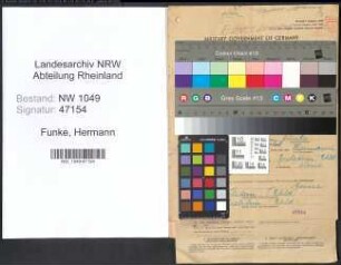 Entnazifizierung Hermann Funke , geb. 18.12.1896 (Finanzangestellter)