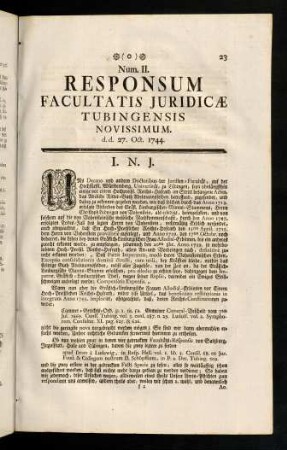 23-46, Num. II. Facultatis Juridicae Tubingensis Novissimum