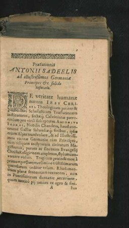 Praefationis Antonii Sadeelis ad illustrissimos Germaniae Principes.
