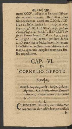 Cap. VI. De Cornelio Nepote