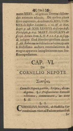 Cap. VI. De Cornelio Nepote