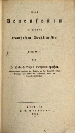 Das Venensystem in seinen krankhaften Verhältnissen