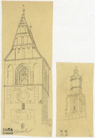 Kirche in Cosel, Glockenturm, Kirchturm (ohne Beschriftung)