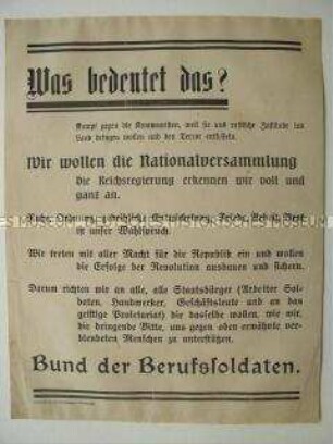 Aufruf des Bundes des Berufssoldaten zum gemeinsamen Kampf gegen die Kommunisten