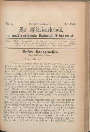 Nr. 7. Sechster Jahrgang. Juli 1906.