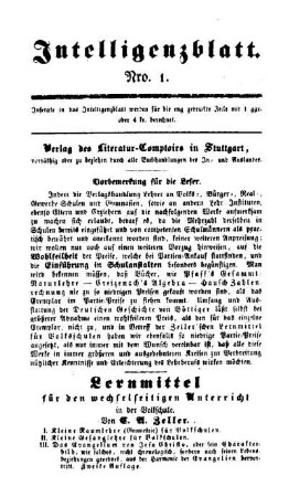1: Pädagogische Revue. Intelligenzblatt zur Pädagogischen Revue - 1.1840