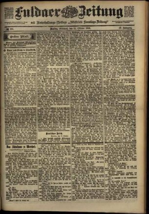 Erste Ausgabe vom Mittwoch, den 31. Oktober 1900.