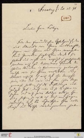 Brief von Wilhelm Windelband an Heinrich Rickert